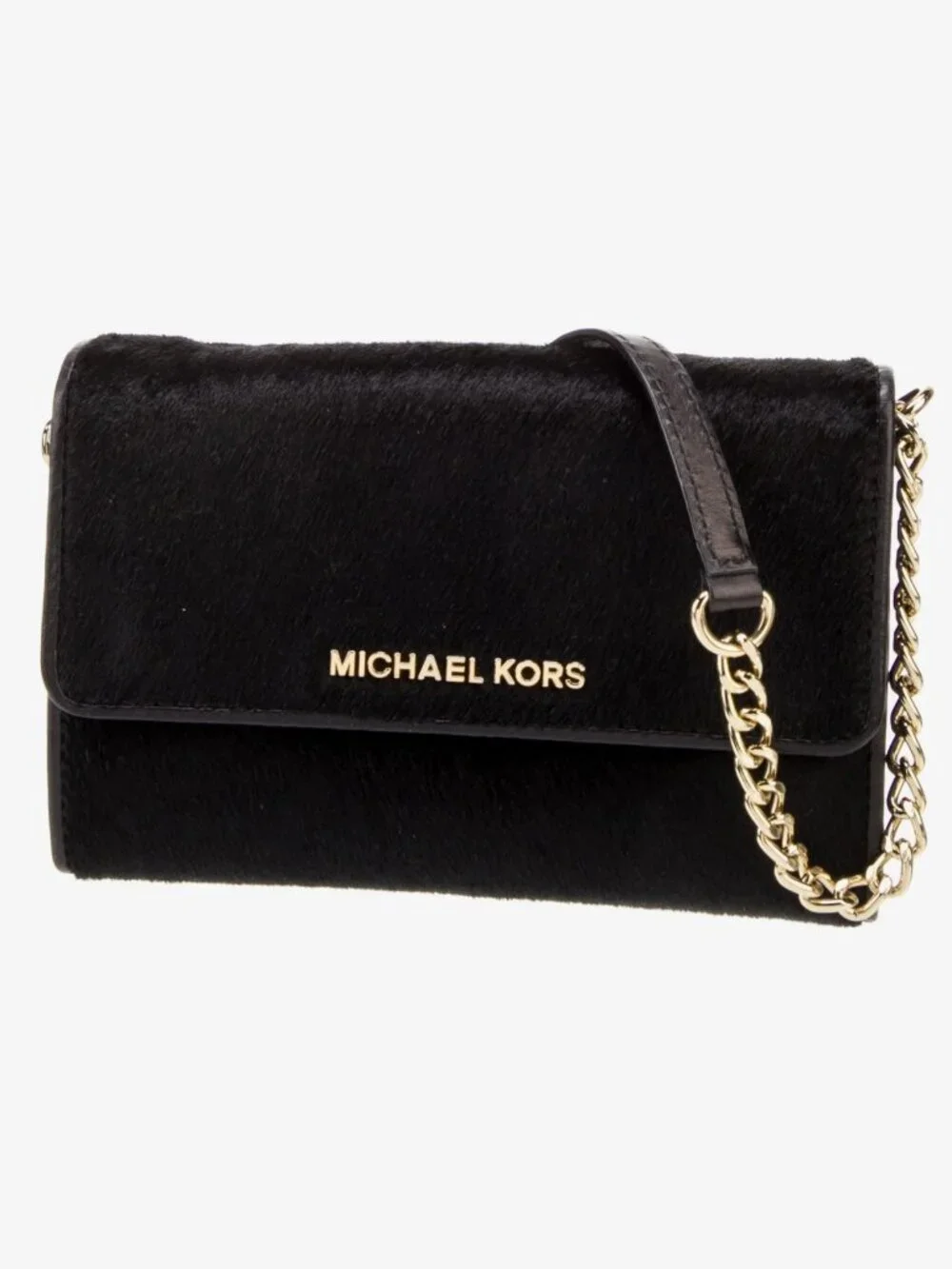 Michael KorsCalf Hair Leather-Trimmed Crossbody Bag